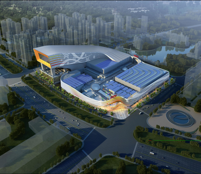 万达集团·广州万达文化旅游城万达茂
总建筑面积约34.47万m2，主要为滑雪乐园、大商业、停车楼、体育乐园、水乐园五大单体等